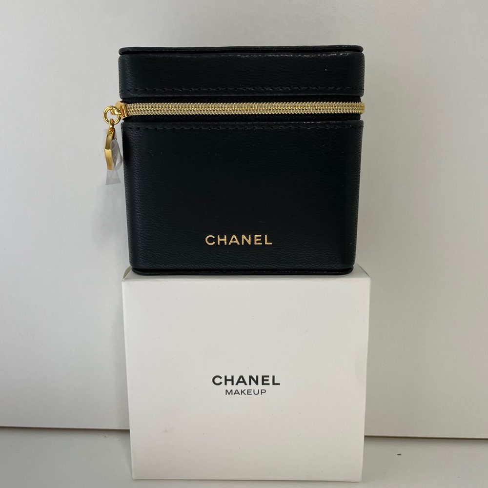 CHANEL Black and Gold Makeup Pouch